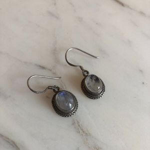 Sterling silver and opal dangle earrings